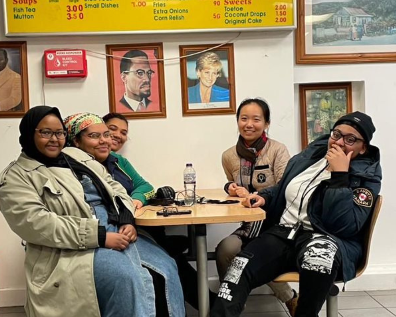 The project Activators at Granny's OG, from L to R: Ilhan Adam, Amirah Harvey-Head, Tia Hortin, Nina Ma and Rayanah Rowe